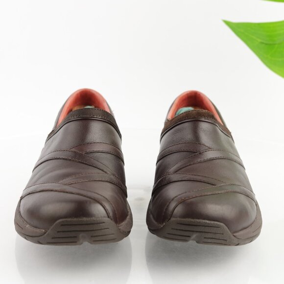 Merrell Womens Primo Patch Slip On Shoes Size 7 Brown Leather Work Clogs Comfy - Picture 2 of 11